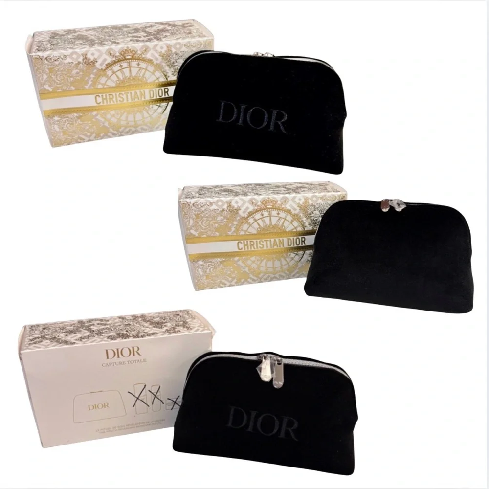DIOR Black Velvet Makeup Pouch w/Box, EUC